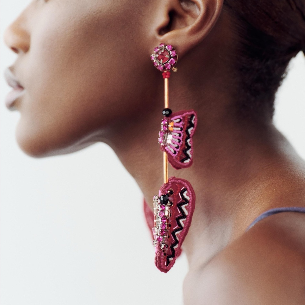 ZARA Beaded Butterfly Earrings